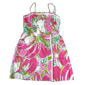 LILLY PULITZER Jesse Skort Romper Flamingo Pink Spaghetti Tropical Strap Size 0